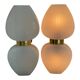 Pair of vintage wall lights from the 60s-70s in striped opaline glass and gilded brass.