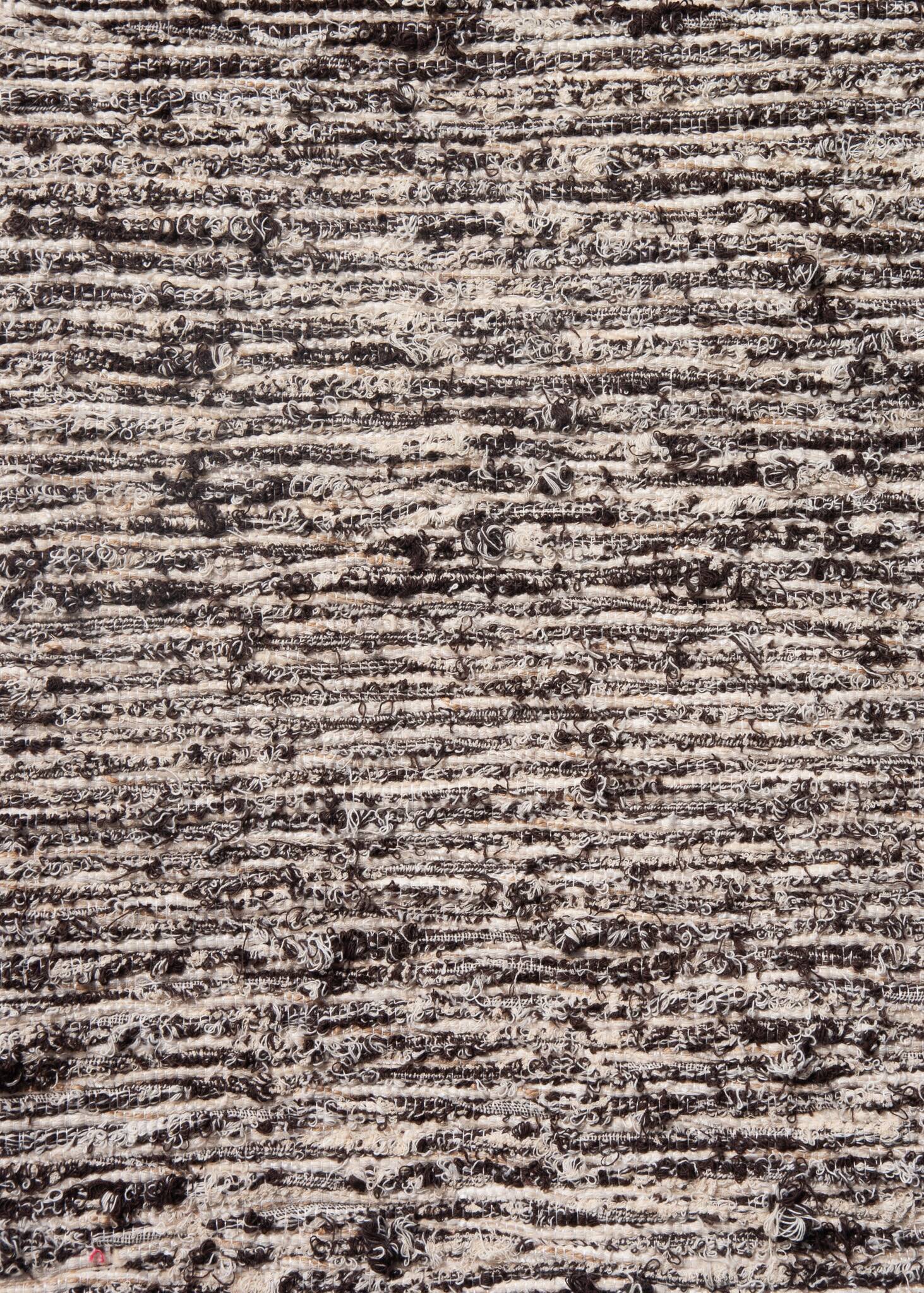 Handwoven recycled cotton rug - Dark brown and cream