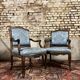Pair of natural wood armchairs in regency style 19th century