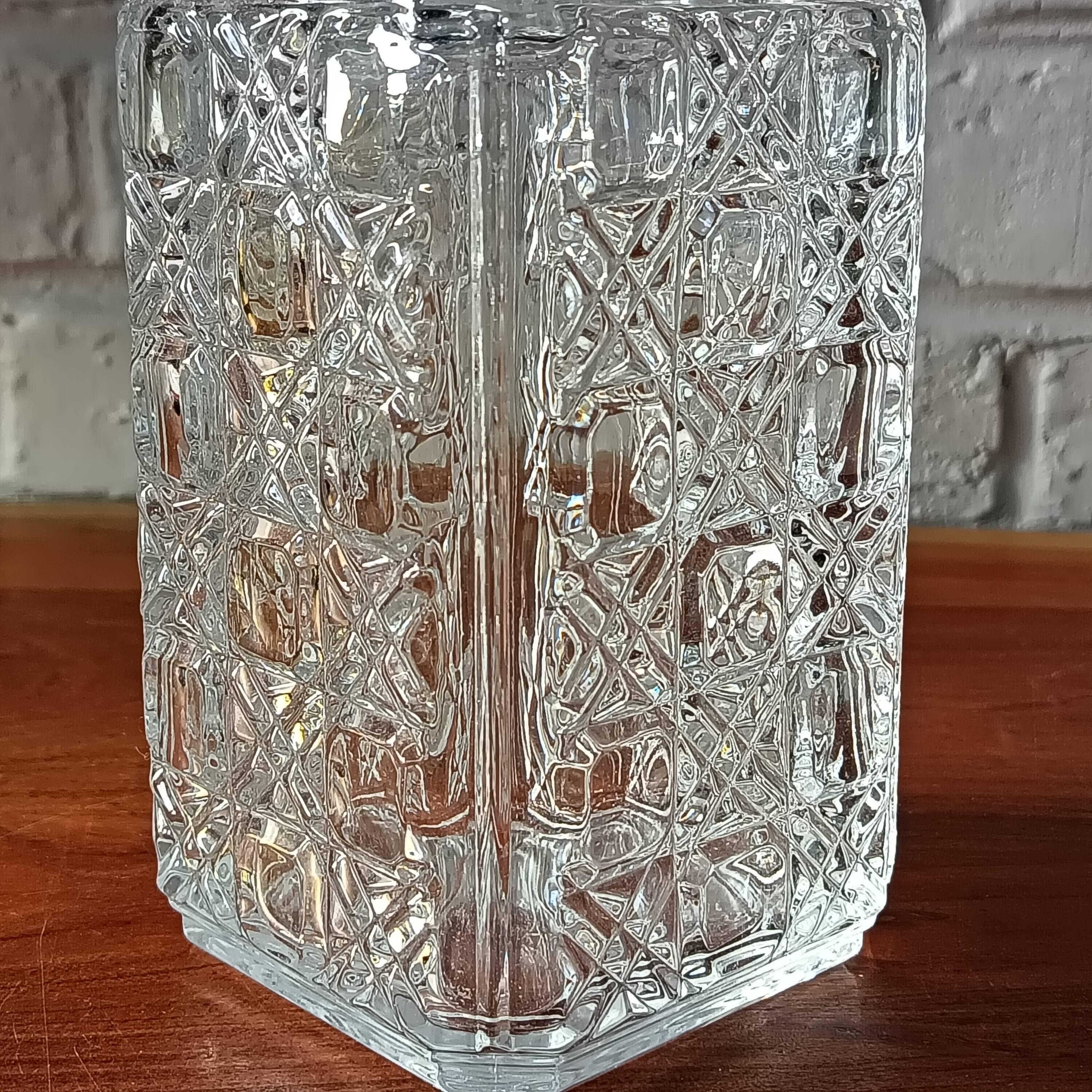 Vintage Clear Crystal Square Whiskey Decanter