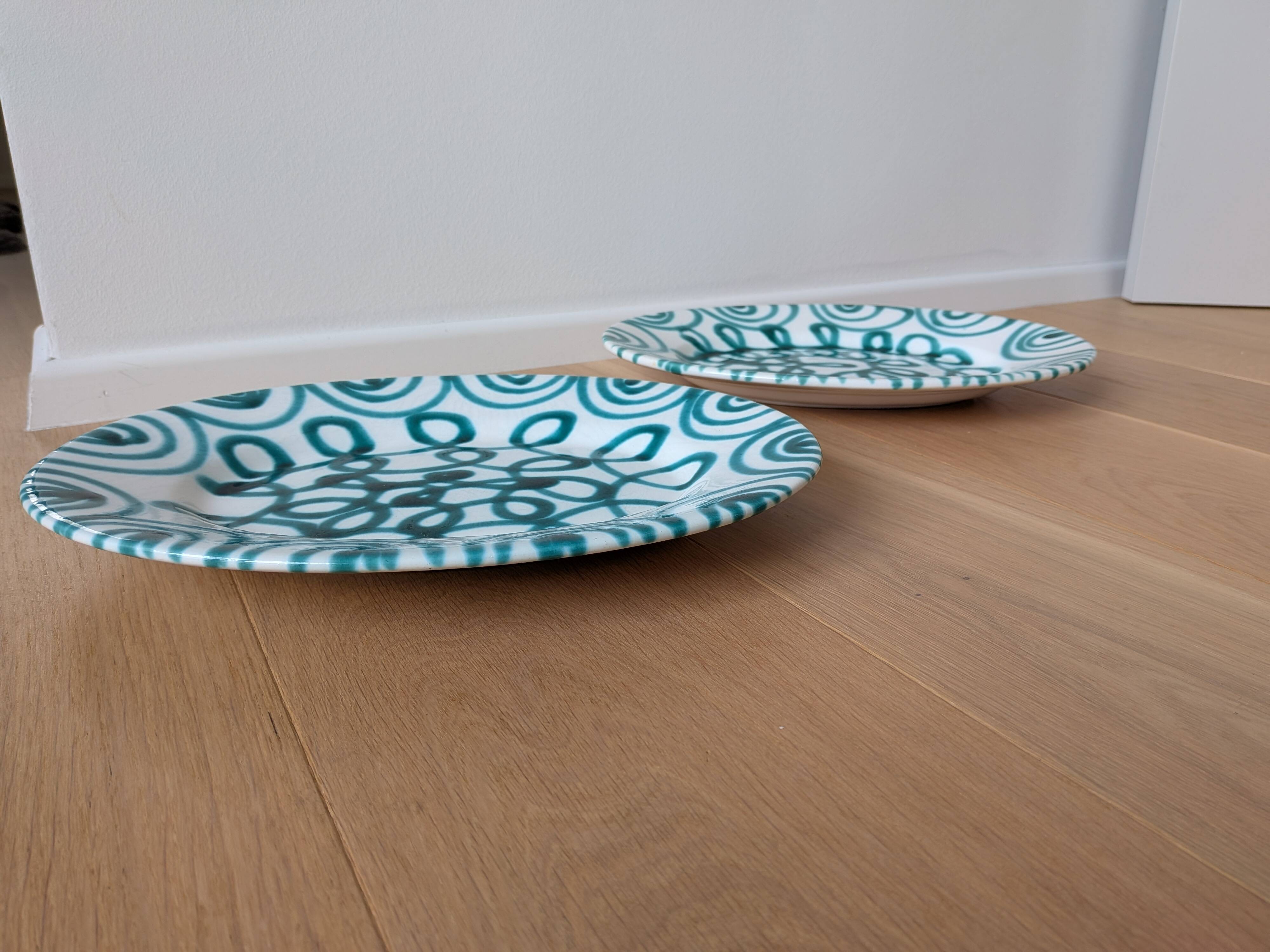 Vintage Gmundner Keramik Serving Oval Plate / Austria / Green Flamed / 2