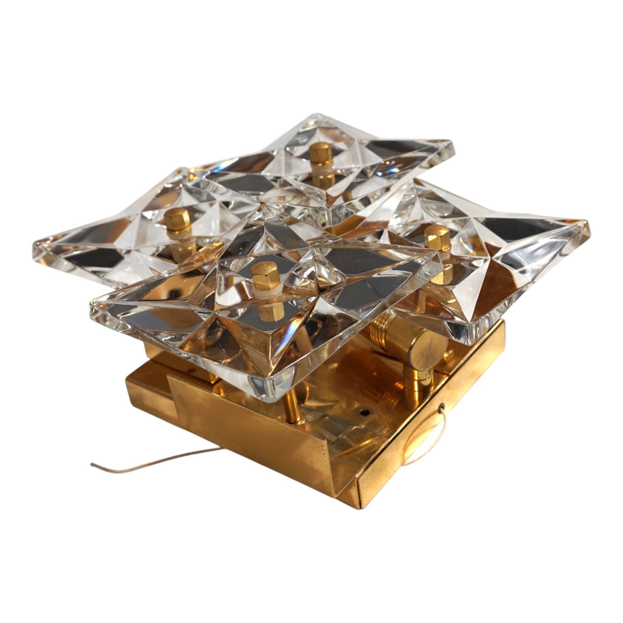 Set of 2 Kinkeldey Hollywood Regency crystal wall lamps, 1970