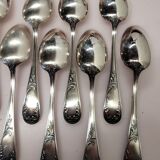 Old silver metal service with box