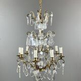 Bronze, brass and crystal chandelier, early 20th century.