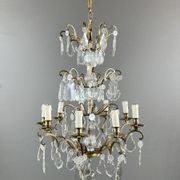Bronze, brass and crystal chandelier, early 20th century.
