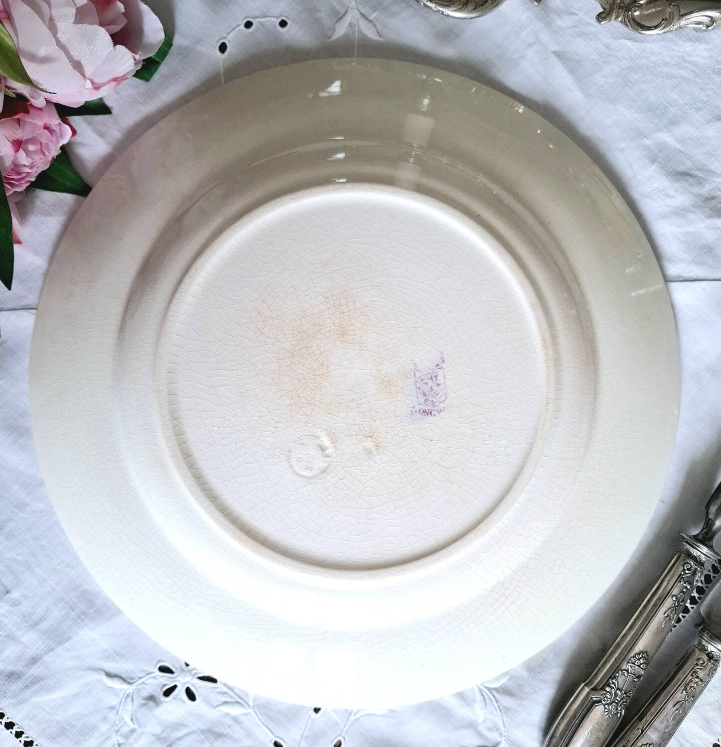 Antique iron earthenware dish