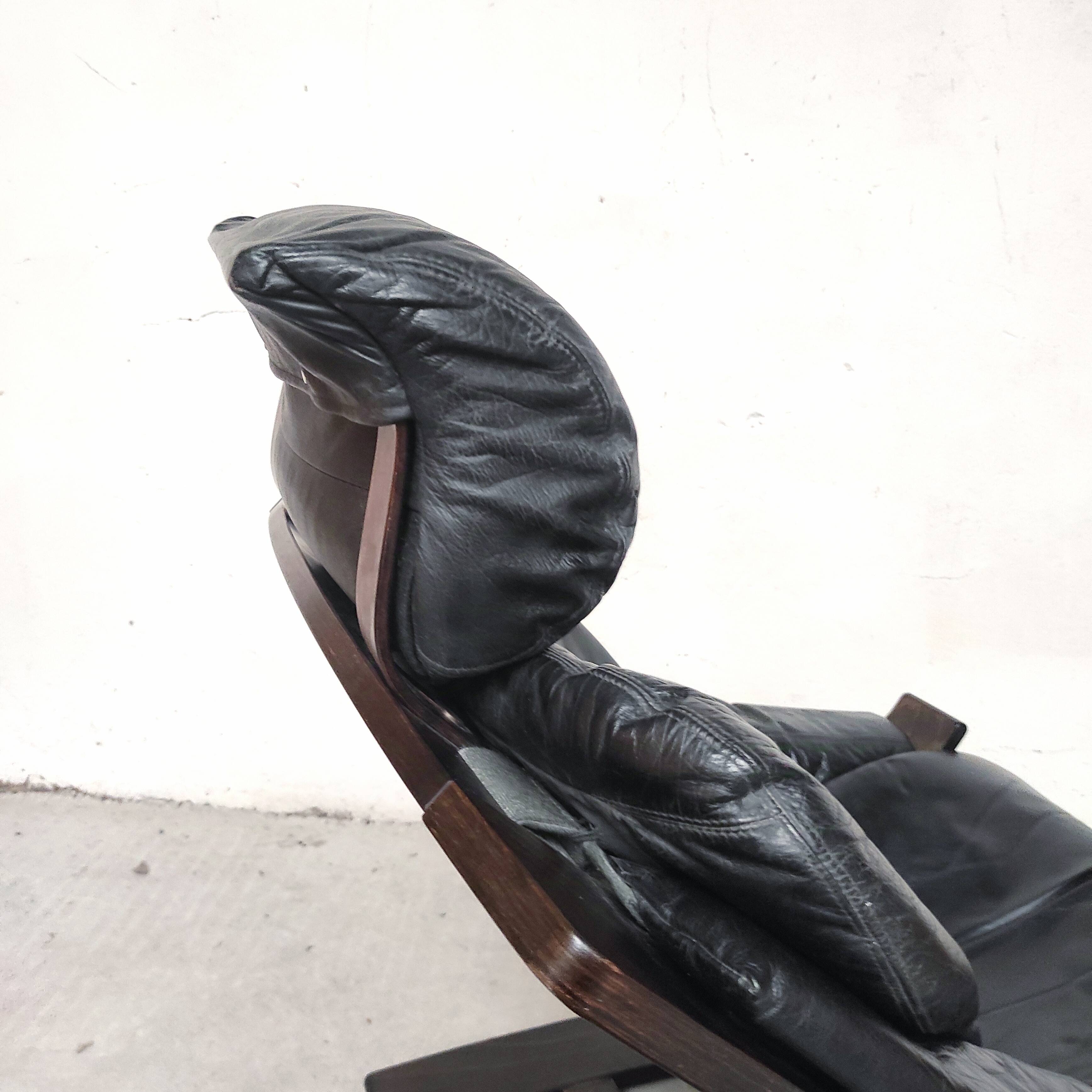 Pair of Kroken armchairs in black leather
