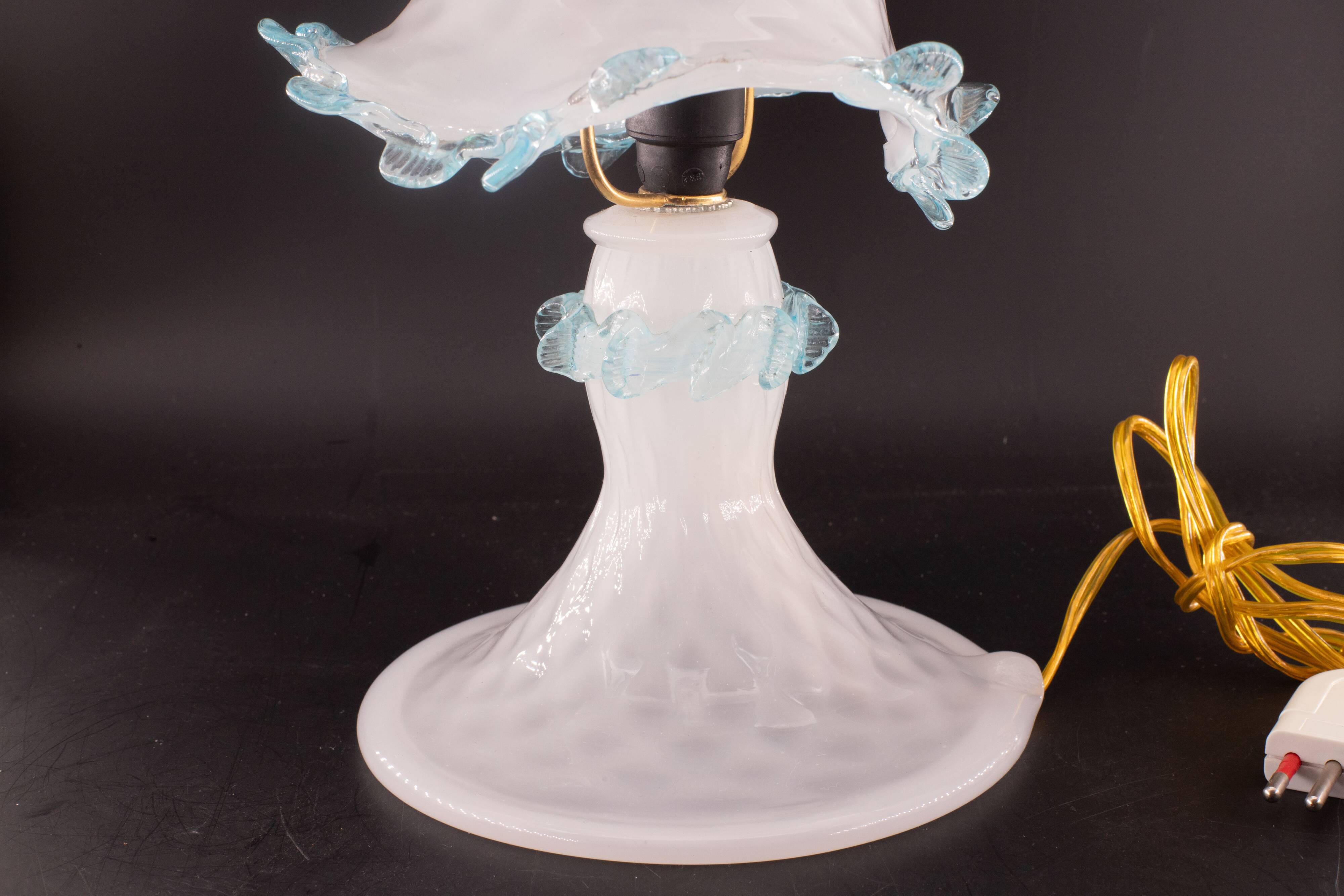 Petite Murano Blu and Trasparent Bubble Glass Table Lamps