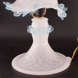 Lampe de table en verre de Murano blanc et bleu, Italie 1970