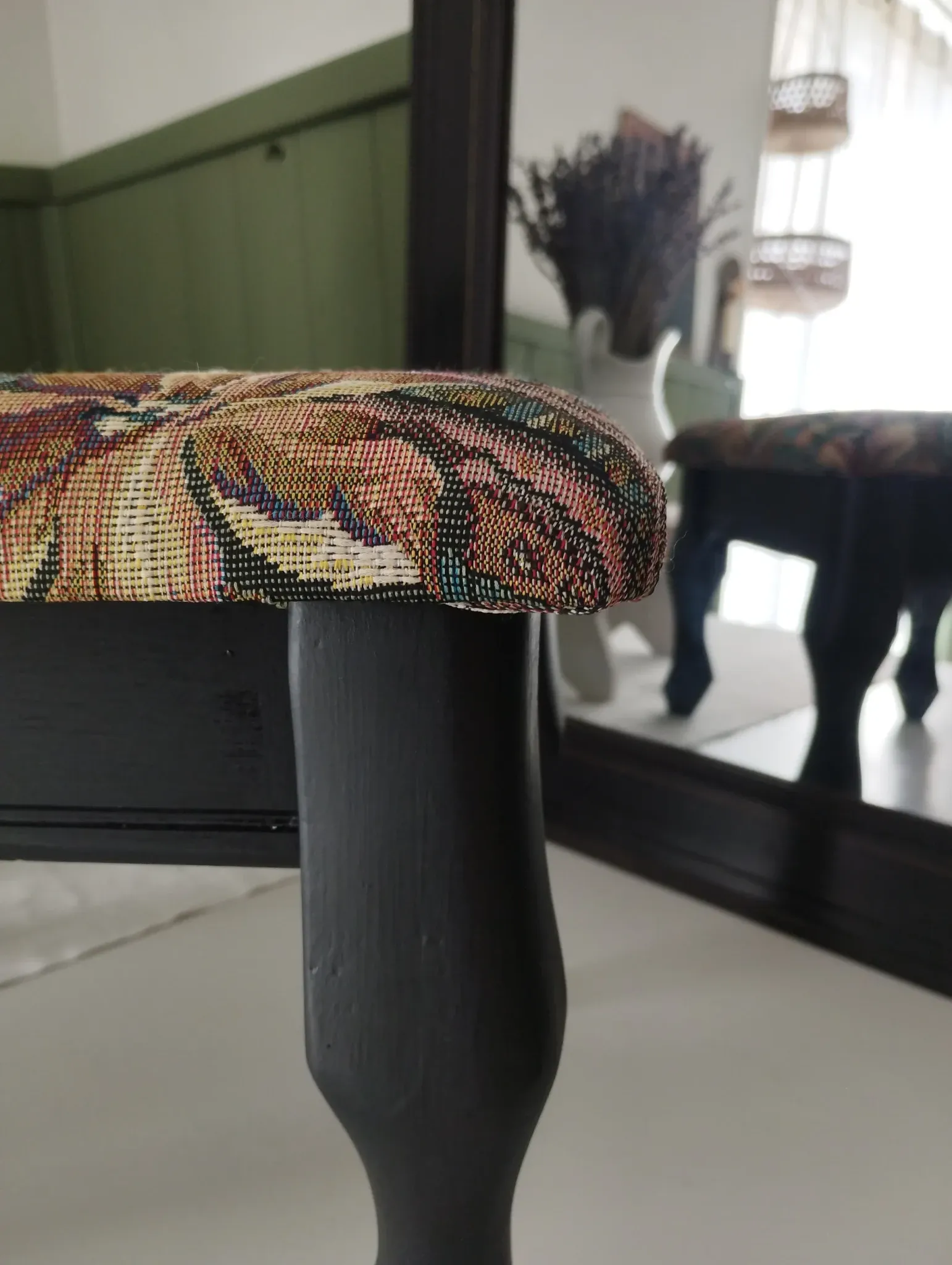 Small vintage tapestry footstool.