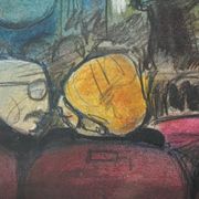 Cartoon theatre scene - Pastel on paper
