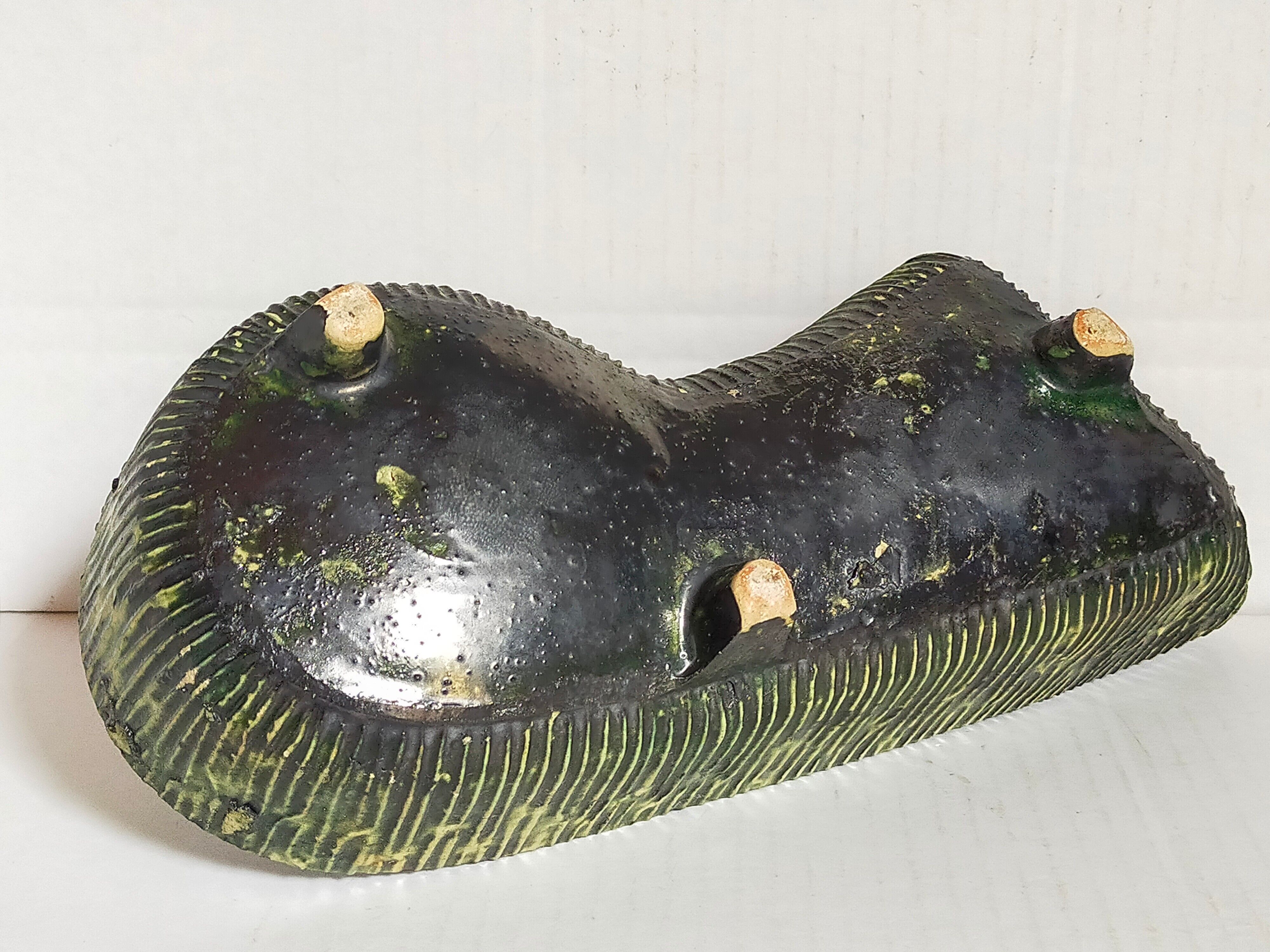 Vintage free-form tripod ceramic cactus planter