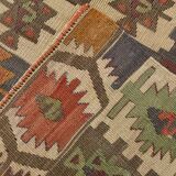 6x13 Rare Size Kilim Rug, Rugged Rug, 180x385Cm Antique Kilim Carpet