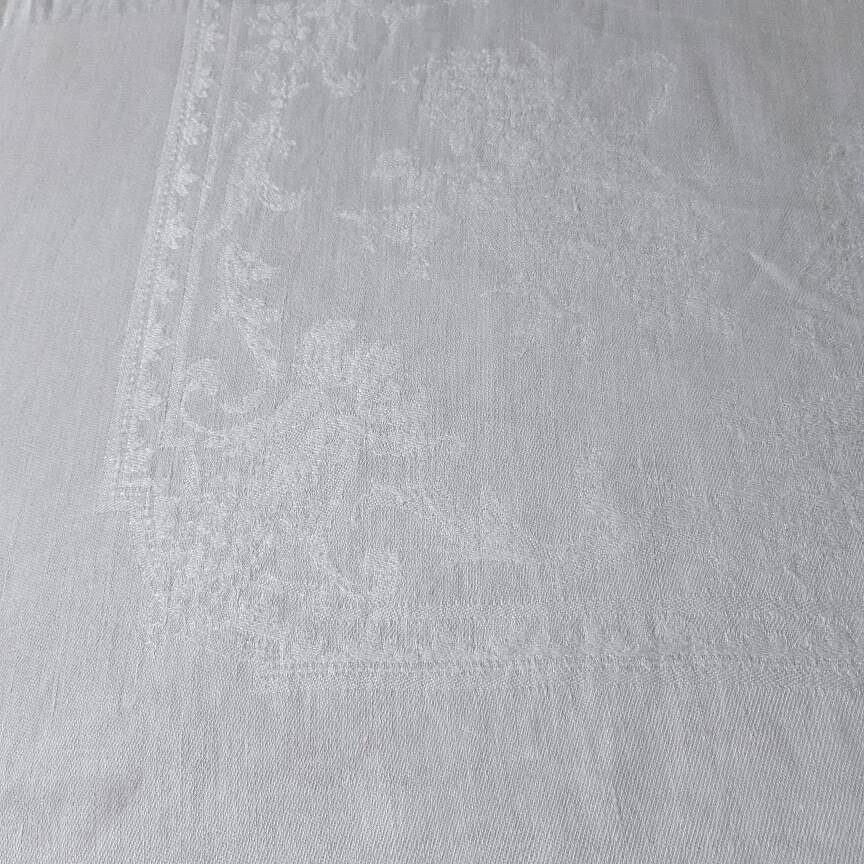 Old damask tablecloth monogrammed mm