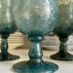 6 BIOT stemmed glasses in blue bubbled glass
