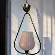 Vintage pendant lamp from the 50s brass & salmon pink opaline