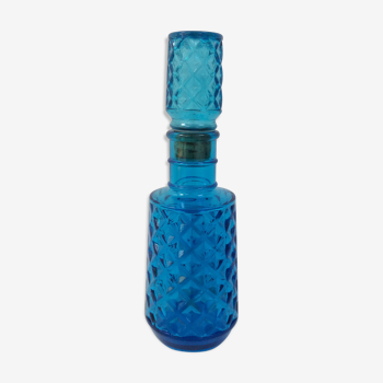 Blue chiseled glass decanter
