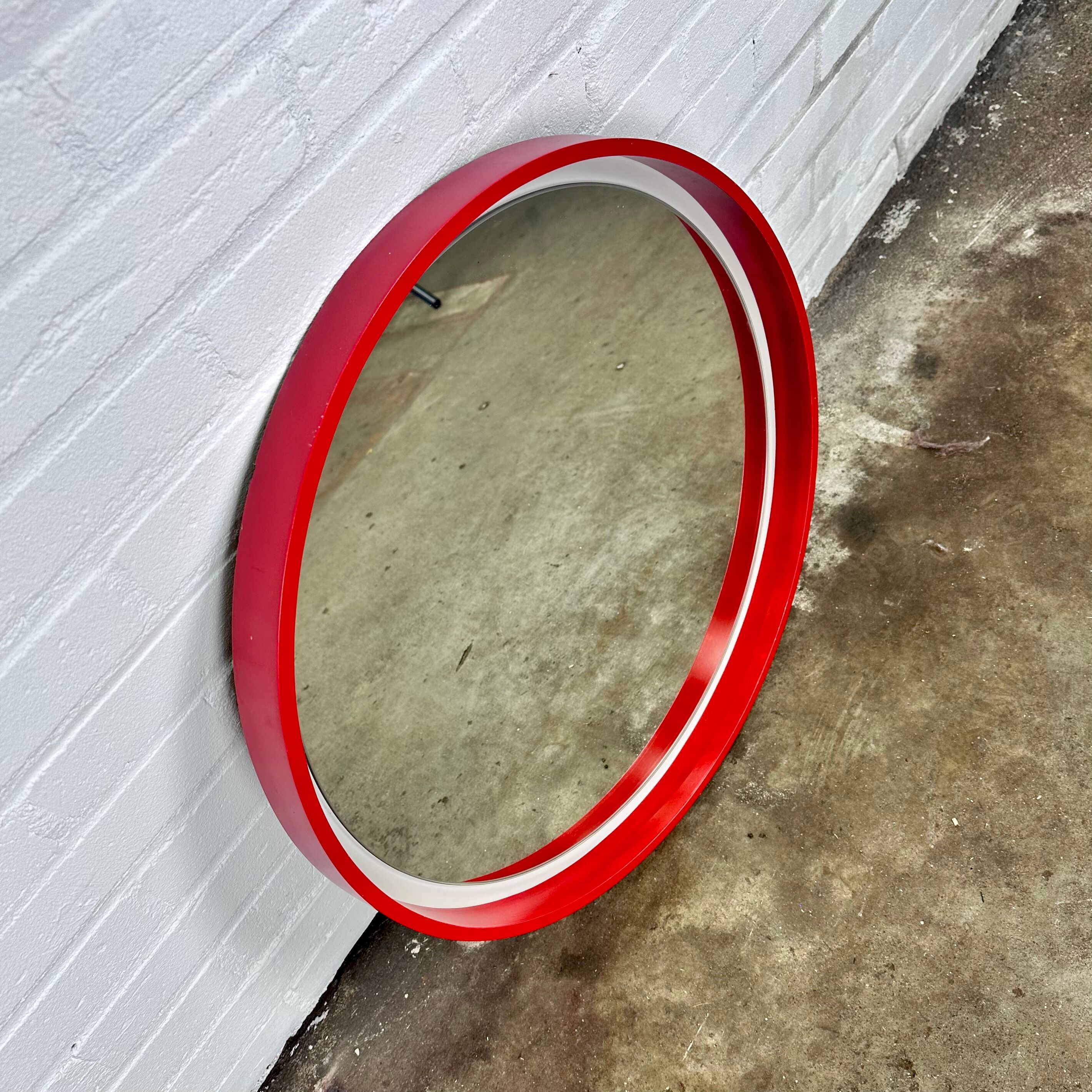 Vintage red space age mirror 57cm
