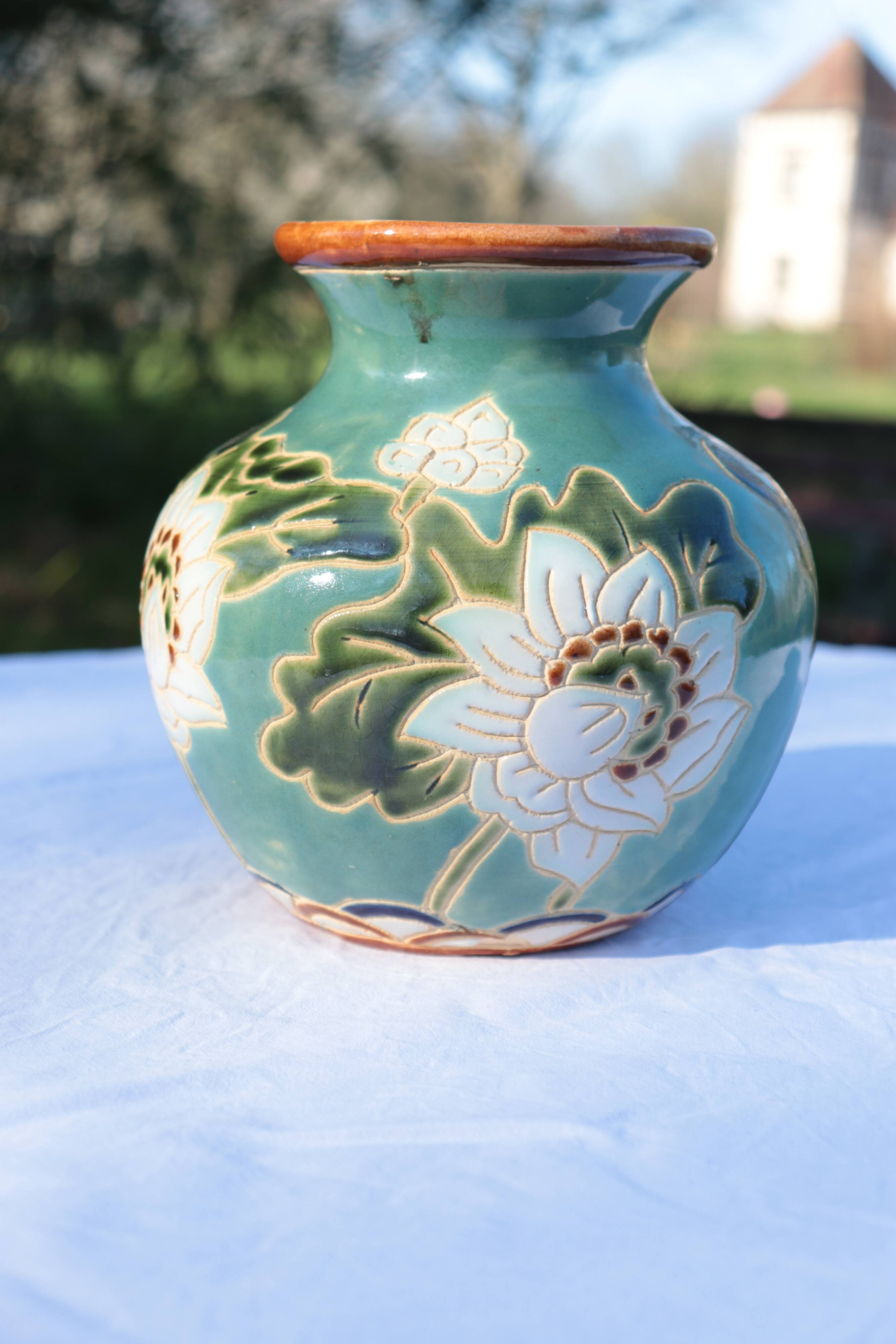 Flowered ceramic vase