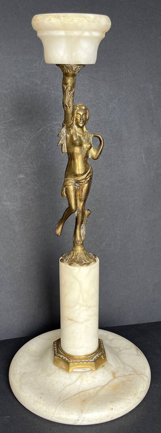 Candelabra in white marble and gilded bronze