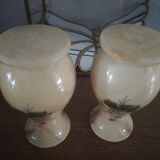 Pair of yellow/cream alabaster vases