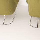 Paire de fauteuils en velours vert, 1970