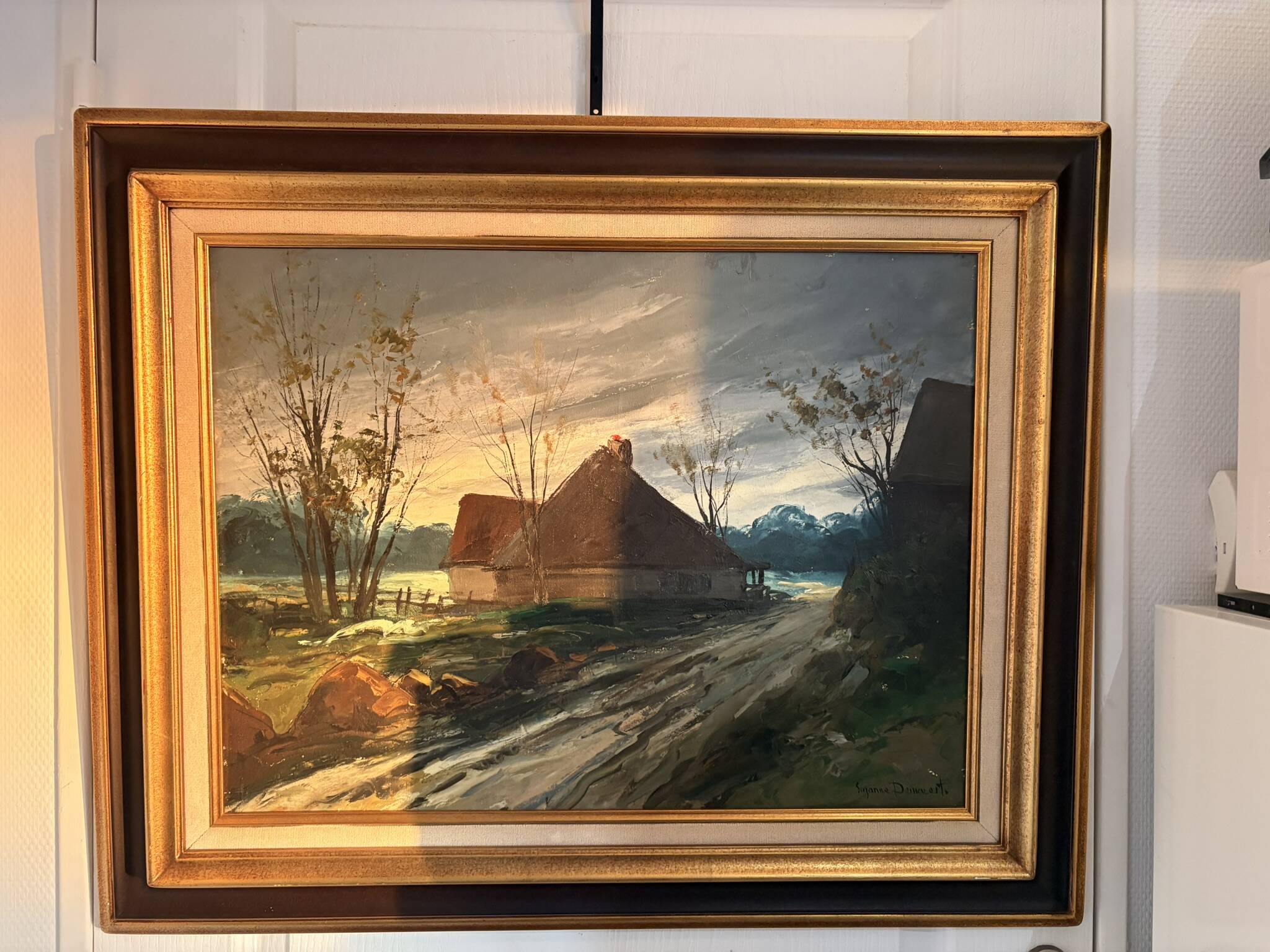 Oil Painting Canvas DEMAREST House Path Forest Landscape River