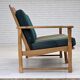 1970s, Scandinavian 2-seater sofa, furniture wool, solid oak wood.