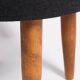 Vintage black wool stool from the mid-century, Denmark, 1960.