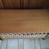 Vintage wooden and rattan toy chest