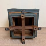 Tabouret pivotant design en cuir avec pied en teck