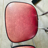 Pair of raspberry-colored chairs from the 60s/70s with metal legs