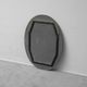 Vintage oval mirror with bevelled edge and smoked border, 1960s modernism