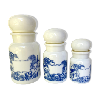 Apothecary pots in opaline