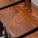 Set of 6 dining chairs in wood and brown leather, late 19th century