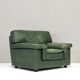 Roche Bobois lounge armchair in original green patinated leather, 1970