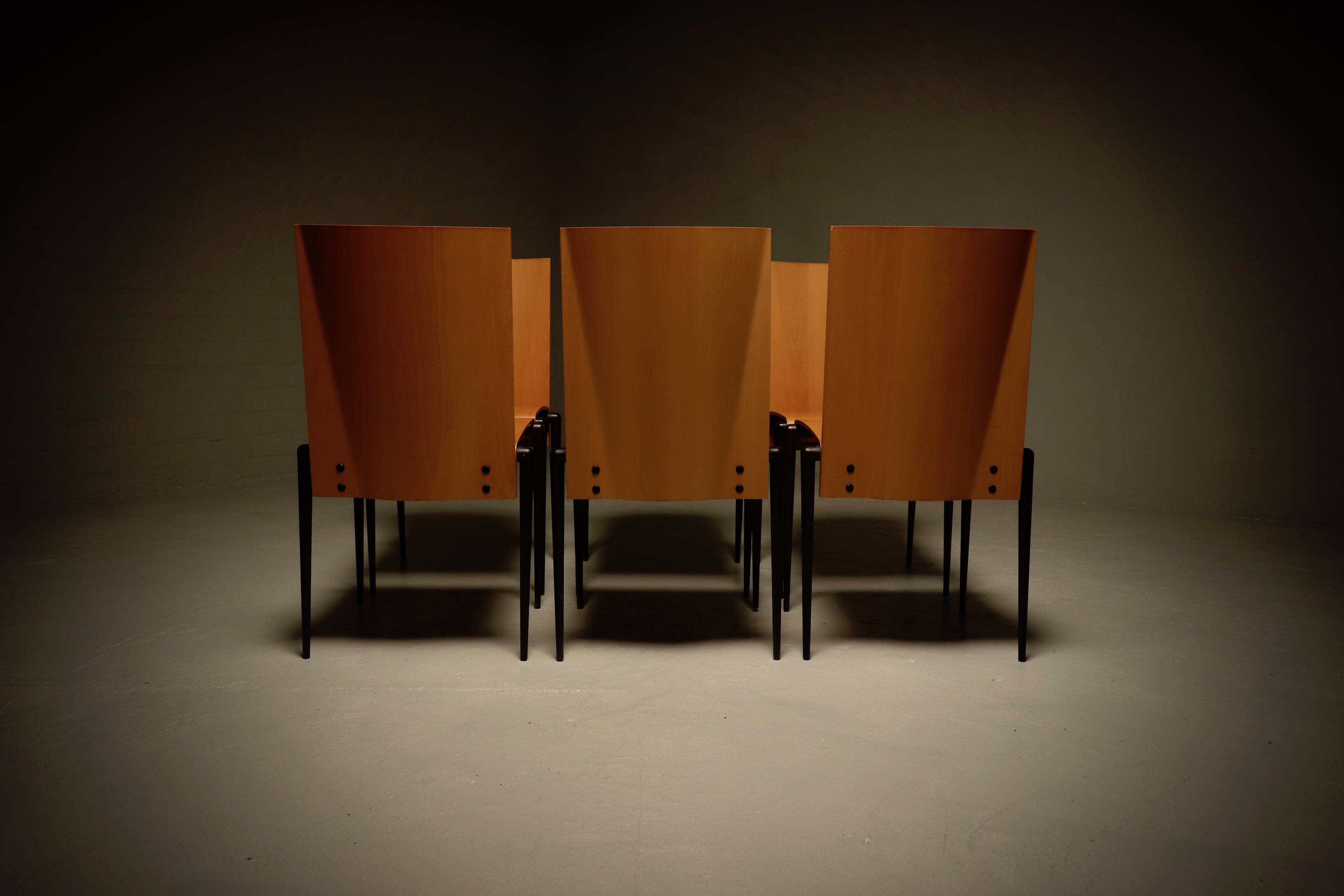 Set of 6 Post Modern Dining Chairs by Cidue Italy 1990s