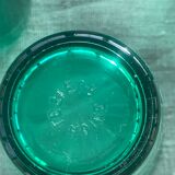 7 water glasses in green glass advertising vintage Lesieur oil