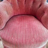 Retro toad armchair in pink velvet