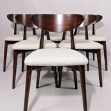 Scandinavian dining chairs set of 6 pearl bouclé