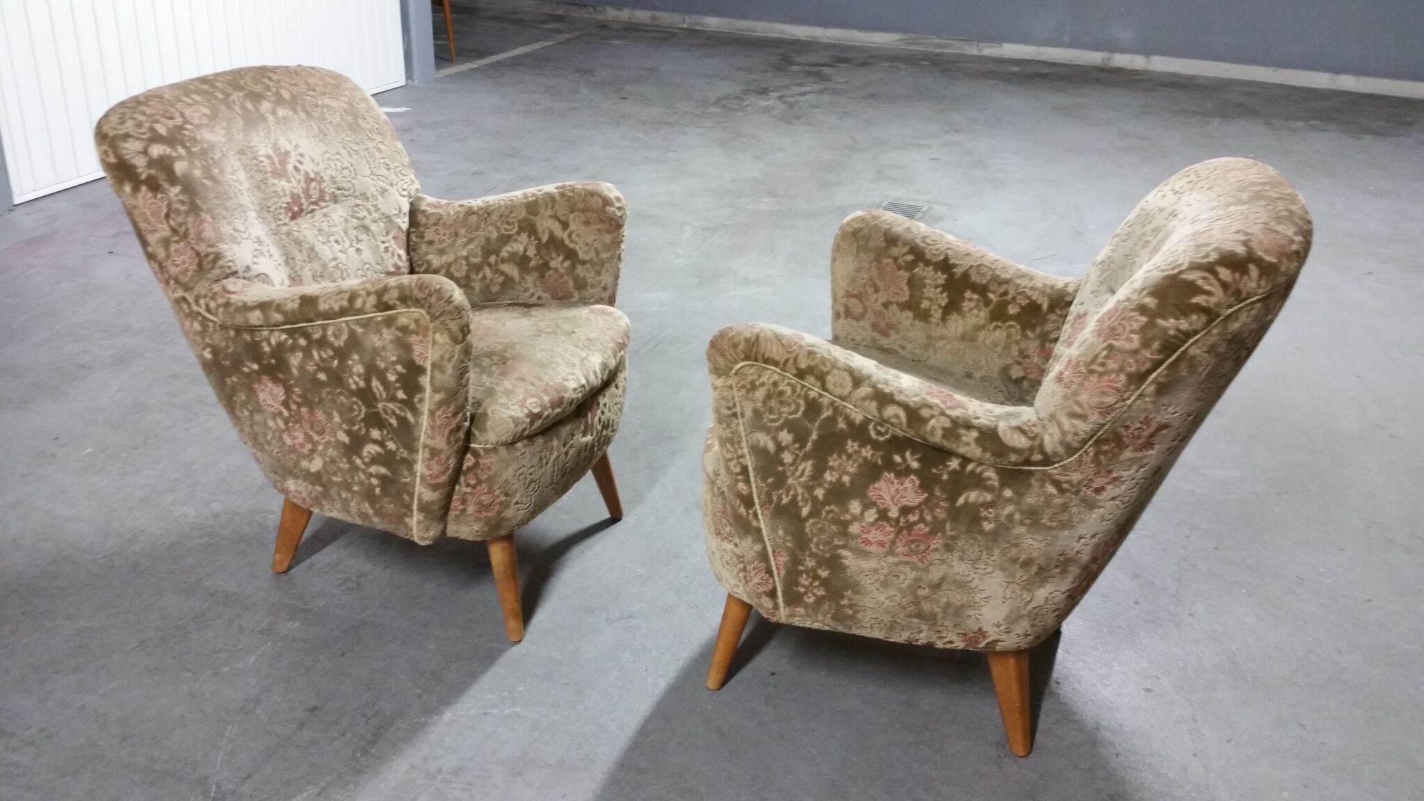 Pair of armchairs flower 50s