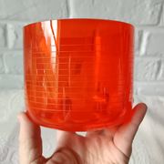 2 large vintage orange glass tealight holders, France, Mikasa mouth-blown
