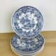 6 assiettes plates terre de fer bleues vintage