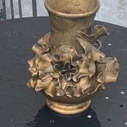 Pair of slip vases, ceramic with golden patina, signed Édouard Gilles.