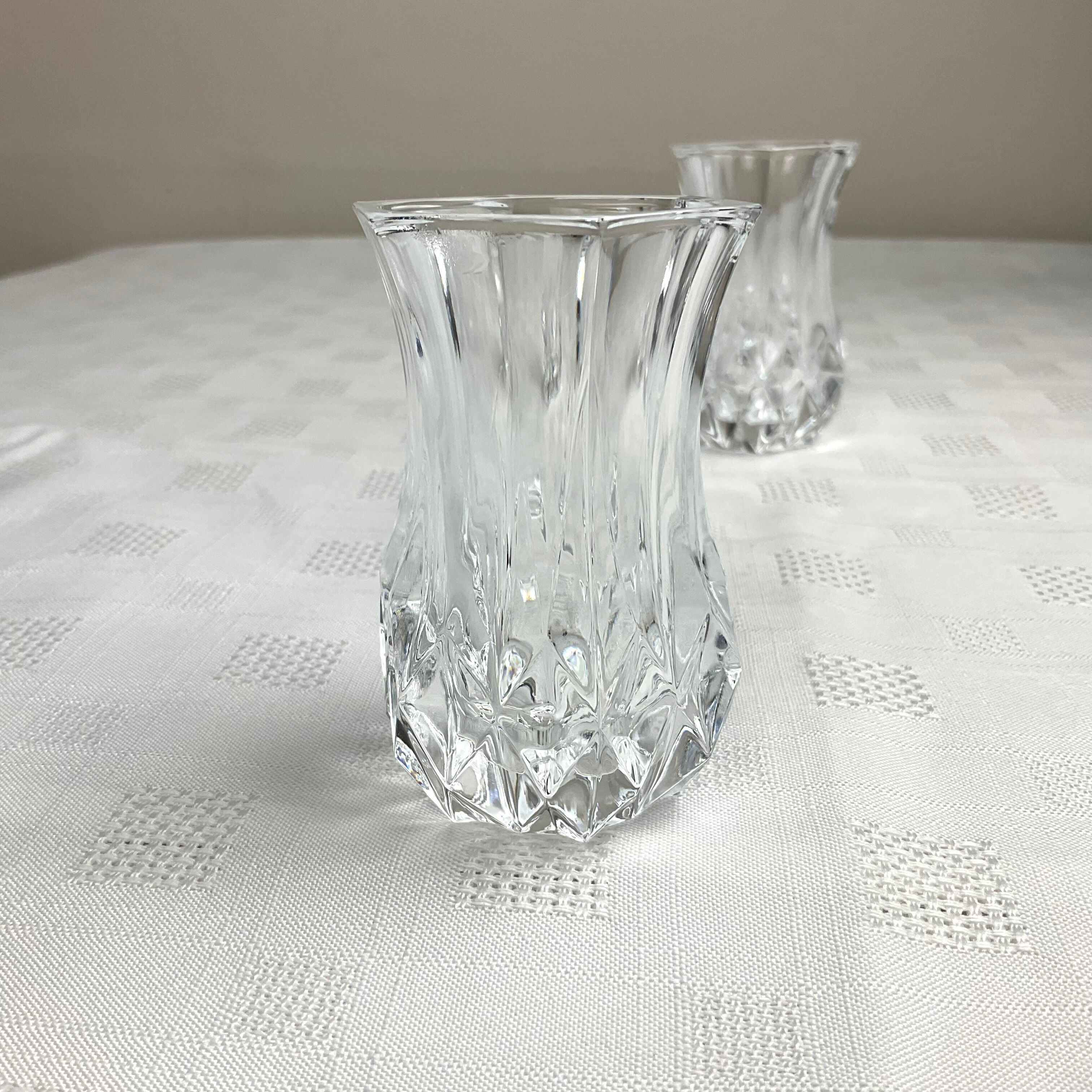 Pair of small crystal vases