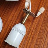 Oval pendant light in white opaline 1960
