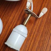 Oval pendant light in white opaline 1960