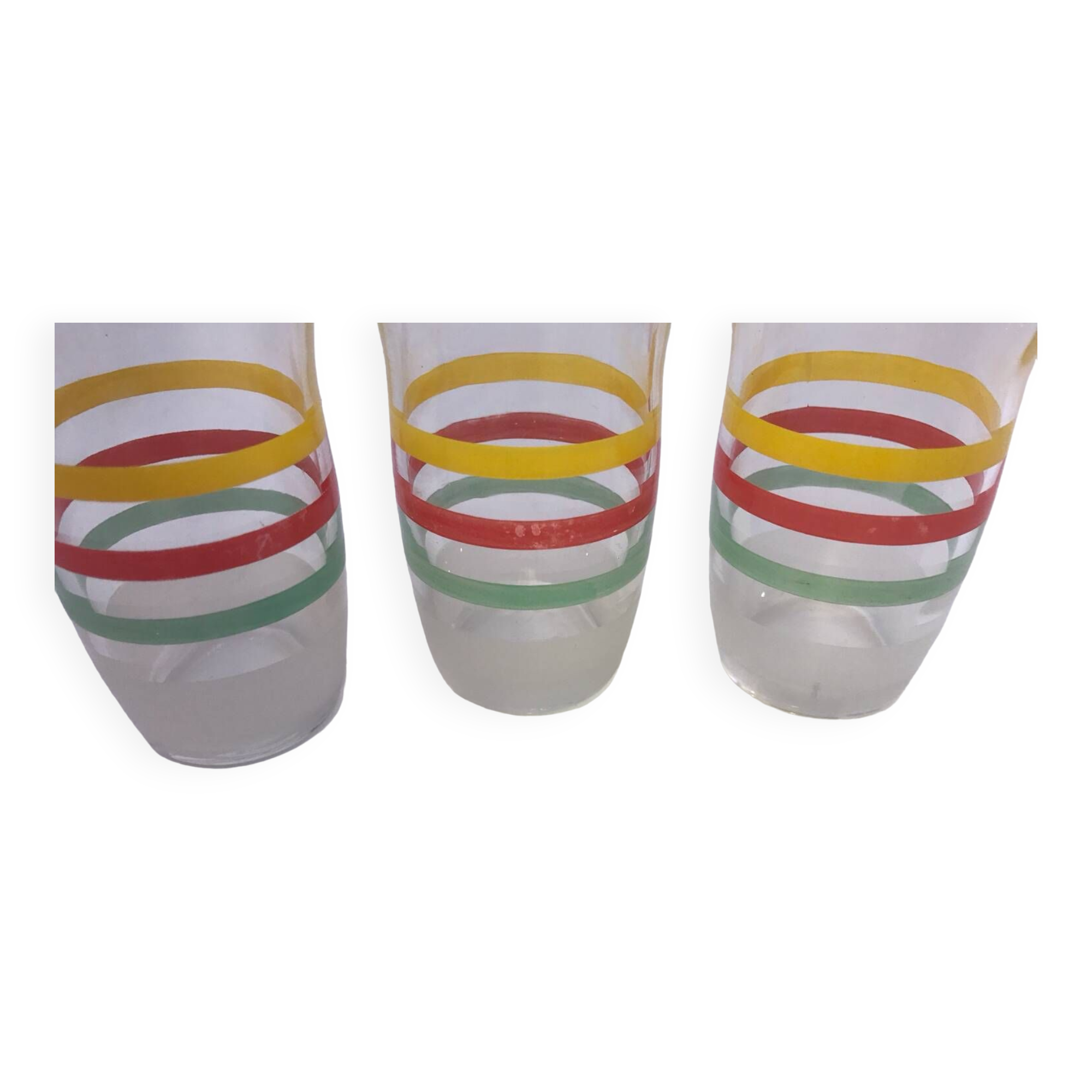 Set of 7 old tricolor glasses