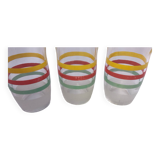 Lot de 7 verres tricolores ancien