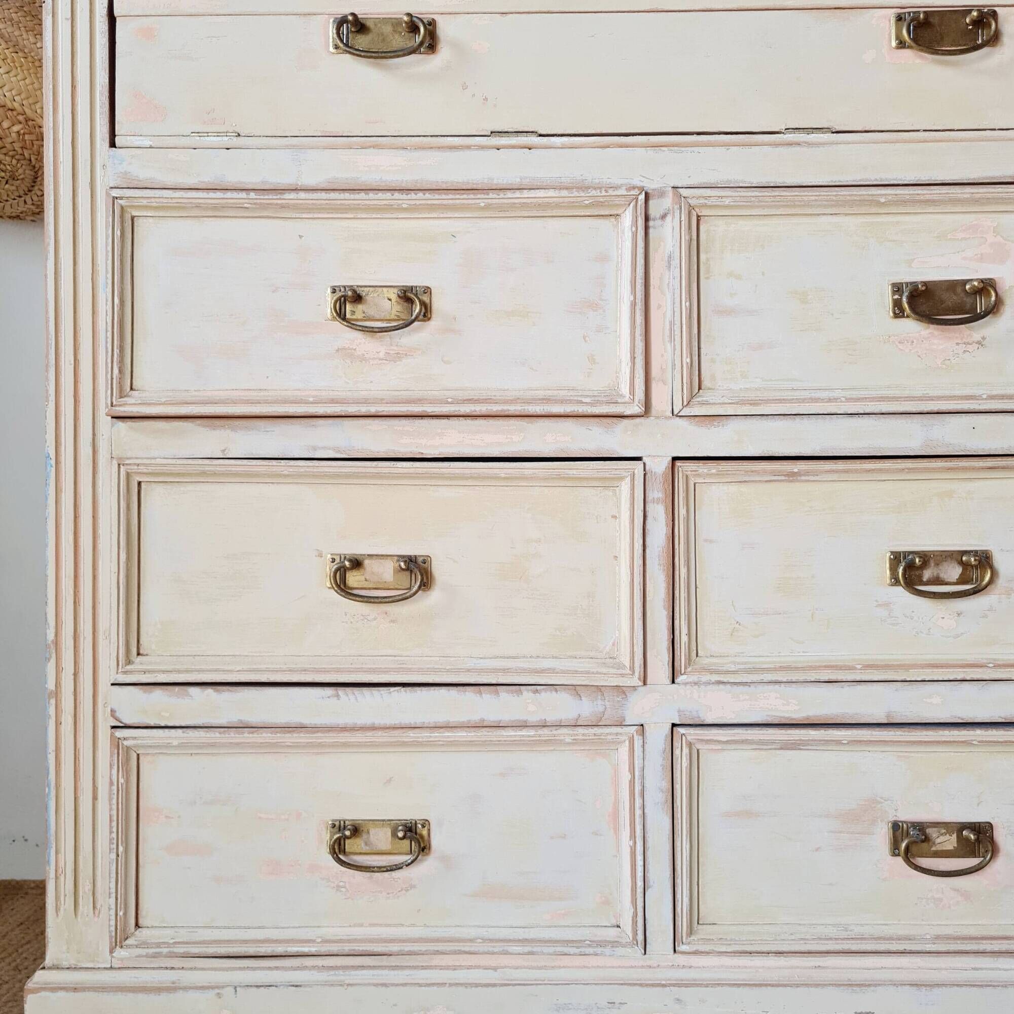 Trade furniture, haberdashery - high patinated chest of drawers